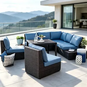 Factory Direct Modern Outdoor Wood Rattan Sofa Set for Hotel Courtyard Use High Cost Effective Patio Garden Furniture