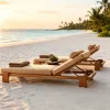 Factory Direct Sale Modern Solid Teak Wood Outdoor Chaise Lounge Durable Weather Resistant Memory Courtyard Hotel