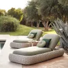Factory Hand Braided Rope Outdoor Chaise Lounge Adjustable Pool Sun Lounger Waterproof Cushion Hotel Villa Wholesale OEM