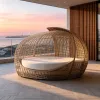 Factory customization Exquisite Design Outdoor Furniture Chaise Lounge Rattan Sun Bed Outdoor Rattan Bed Sun Lounger Sofa Bed