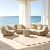 Hand Made Eco-friendly PE Rattan Weaving Luxury Modern Patio Furniture Sofa Set for Home Hotel Resort Villa Courtyard