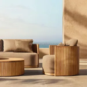 High End Solid Teak Outdoor Sofa Furniture Set Weather Proof Leisure Teak Furniture Set For Garden Courtyard Villa Hotel