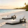 Aluminum Alloy Outdoor Lounger Beach Villa Swimming Pool Leisure All Weather Aluminum Frame Sun Bed