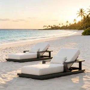 Aluminum Alloy Outdoor Lounger Beach Villa Swimming Pool Leisure All Weather Aluminum Frame Sun Bed
