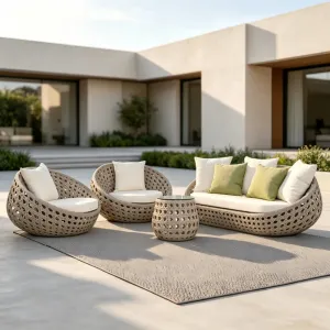 Hot Sale New Style Patio Casual Factory Sectional Aluminum Rattan Modern Outdoor Furniture Sofas Sets Garden Villa