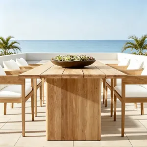 Hot Selling Modern Style Outdoor Solid Wood Teak Dining Set Waterproof Restaurant Dining Table and Chair