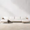 Hotel Project Outdoor Teak Corner Sofa Set Weatherproof Fabric Cushion Villa Courtyard Lounge Furniture Supplier
