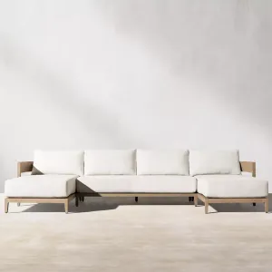 Hotel Project Outdoor Teak Corner Sofa Set Weatherproof Fabric Cushion Villa Courtyard Lounge Furniture Supplier