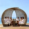 Large PE Rattan Birdcage Outdoor Canopy Sofa Aluminum Frame Luxury Resort Garden Pavilion Sofa Set Factory OEM Wholesale