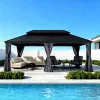Large Size Outdoor Gazebo Hardtop 12ftx20ft Heavy-Duty Galvanized Steel Patio Gazebo With Curtain Mosquito Net for Commercial
