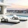 Luxury Aluminum Sun Lounger Outdoor Patio Chaise Lounge Black Metal Sun Beds Beach Sun Lounger Chair
