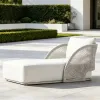 Luxury Fan Shape Woven Rope Outdoor Chaise Lounge Aluminum Frame Waterproof Cushion Villa Hotel Patio Furniture Factory OEM