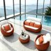 Luxury Hotel Outdoor Furniture Home Outdoor Sofa Villa Garden Rope Sofa Set Woven Rope Aluminium Sofa Set