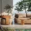 Luxury Modern Teak Wood Outdoor Lounge Sofa Set Custom Color Waterproof Cushion Resort Villa Garden Teak Furniture Supplier