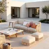 Luxury Modern Three-Seater Outdoor Wicker Lounge Chair Sofa Set Eco-Friendly Quick-Dry Cushion Aluminum Frame Sofa Set