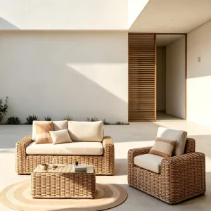 Luxury Outdoor Leisure Dining Garden Set PE Rattan Sofa Aluminum Frame Waterproof Fabric UV Resistant Portable Patio Lounge Sofa