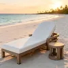 Luxury Teak Wood Sun Lounger With Armrest Thick Waterproof Cushion Outdoor Pool Chaise Lounge Factory Direct Supply
