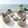 Luxury Thick Rope Woven Outdoor Sofa Set Aluminum Frame Patio Conversation Set Villa Terrace Poolside Furniture Wholesale
