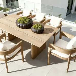 Manufactory Direct Outdoor Teak Wood Dining Table and Chairs Set for Garden Park Living Room Restaurant Use