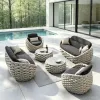 Manufacturer New Sofa Sets Villa Rope Woven Modular Couch Aluminum Frame Durable Sectional Sofas