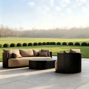 Modern Aluminum Lounge Set Garden Armchair Patio Outdoor Furniture Set Terrace Balcony Backyard Corner Sofas Seating Group