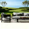 Modern Black Aluminum Outdoor Sofa Set Rust Proof Frame Waterproof Quick Dry Cushion Patio Garden Furniture Set