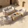 Modern Design All-Weather Rattan Ottoman Adjustable Patio Furniture Outdoor Living Room Hotel Home Use Garden Sets