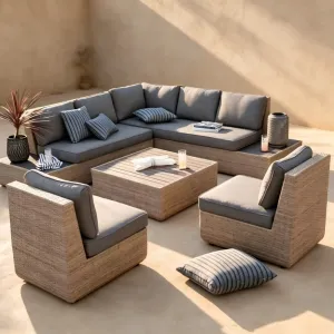 Modern Handmade New Arrival Modern All Weather Wicker Outdoor Garden Furniture Patio Garden Rattan Sofa Table Set