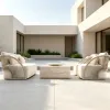 Modern Luxury All Weather Wicker Outdoor Patio Garden Furniture Unfurling Fan Shape Handwoven Frame Wicker Rattan Lounge Chair