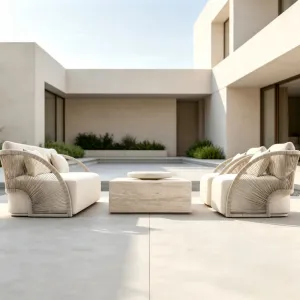 Modern Luxury All Weather Wicker Outdoor Patio Garden Furniture Unfurling Fan Shape Handwoven Frame Wicker Rattan Lounge Chair