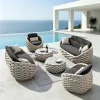 Modern Luxury Hotel Leisure Garden Outdoor Furniture Braided Rope Aluminum Outdoor Sofa Patio Sofa Set for Villa Resort Balcony