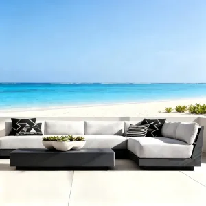 Modern Modular Aluminum Outdoor Sectional Sofa Waterproof Cushion Patio L Shape Sofa Set Villa Terrace Furniture