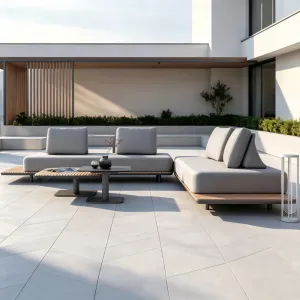 Modern Simple Outdoor Patio Teak Aluminum Alloy Waterproof Corner Sofa Set for Living Room Hotel Courtyard Use Sofa Sets