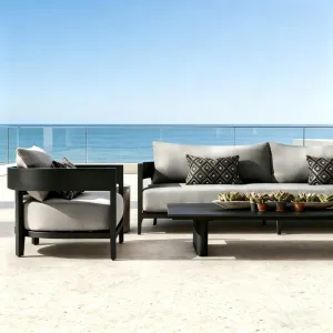 No MOQ Black Aluminum Outdoor Sofa Set Furniture Waterproof Cushion Furniture for Hotel Villa Resort Sellers