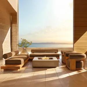 OEM ODM Luxury Teak Wood Patio Sofa Set Weather Resistant Outdoor Garden Furniture For Global Wholesale Distributors