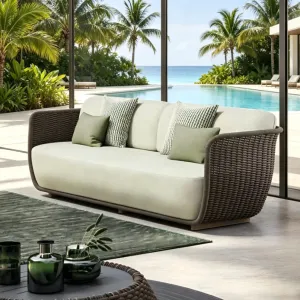 Outdoor Garden Set Rattan Lounge Sofa Luxury 4 Piece Patio Sectional Furniture Set with Cushions Waterproof Sofa Set