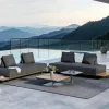 Outdoor Leisure Sofa Waterproof and Sunscreen Courtyard Modern All-weather Patio Rope Balcony Garden Furniture Aluminum Sofa