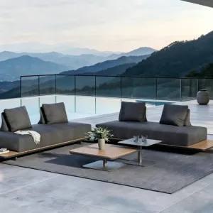 Outdoor Leisure Sofa Waterproof and Sunscreen Courtyard Modern All-weather Patio Rope Balcony Garden Furniture Aluminum Sofa