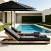 Outdoor Sun Lounger Chair Villa Hotel Resort Daybed Garden Outdoor Swimming Pool Bench Patio Furniture Set UV Resistant Sunbed