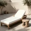 Pool Furniture Teak Wood Outdoor Beach Wooden Chaise Lounge Set Garden Teak Bed Waterproof Sun Lounger With Cushion