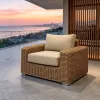 Quality Patio Traditional Natural Outdoor Rattan Sofa with Woven Texture and Durable Construction for Rustic Garden Furniture