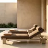 Teak Wood Outdoor Sun Lounger Chaise Lounger for Swimming Pool Beach Poolside Hotel Park Use Modern Design Waterproof
