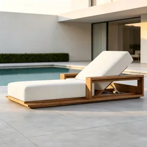 Teakwood Lounger Modern Luxury Furniture Leisure Sun Lounger Apartment Garden Pool Courtyard Outdoor Waterproof Lounge Chair