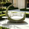Wholesale Modern Round Outdoor Daybed Aluminum Frame Rope Woven Patio Day Bed With Waterproof Cushion for Villa Hotel
