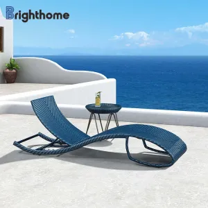 Aluminium Ocean Mediterranean Style Wicker Beach Chaise Outdoor Sun Lounger Luxury Modern Pool Lounge Chair