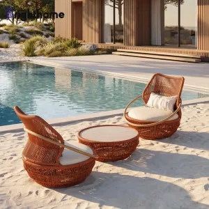 Aluminium Waterproof Garden Furniture Rattan Swivel Outdoor Sofa Chair Patio Set