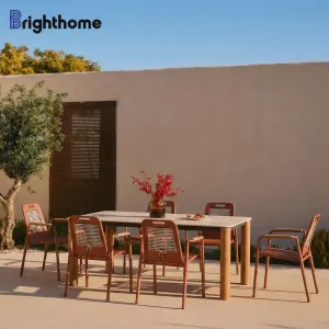 Brighthome Aluminum Rope All Weather Patio Restaurant Dining Furniture Outdoor Garden Seating Set