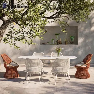 Brighthome Aluminum TPU Rattan Waterproof Garden Furnitures Balcony Patio Outdoor RestaurantDining Chairs Set
