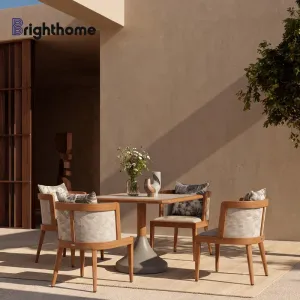 Brighthome Factory Patio Balcony Garden Table Chair Aluminum Outdoor Furniture Restaurant Dining Set