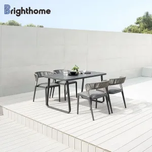 Brighthome Modern Leisure Rattan Dining Table Chair Set Outdoor Luxury Metal Furniture for Commercial Restaurant Park Use